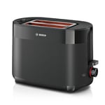 Bosch MyMoment Delight TAT2M123GB - Compact 2-Slice Toaster with Reheat/Defrost, Integrated Bun Warmer, Auto Shut-Off, High Lift and Crumb Tray, in Matte Black
