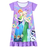 Frozen Princess Elsa Anna Printed T-shirt Dress Girl Nightdress purple 120cm