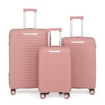 Infinity Leather Unisex Hard Shell Pink Classic Suitcase 8 Wheel Cabin TSA Luggage Case Holiday Travel - Size Large