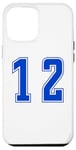 Coque pour iPhone 12 Pro Max Bleu Royal Numéro 12 Équipe Junior Sports Uniforme Numéroté