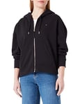 Tommy Hilfiger Women 1985 Terry Hoodie with Zip, Black (Black), M