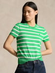 Polo Ralph Lauren Stripe Short Sleeve Polo Knit Top, Green/White