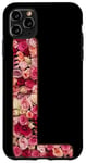 Coque pour iPhone 11 Pro Max Lettre L, motif floral rose