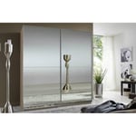 Dressing CLAPTON 135 cm façade 2 portes coulissantes miroirs structure chêne