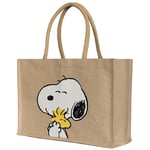 Kanguru Sac Jute pour femme Snoopy Woodstock avec poignées et poche Sac Cabas en Toile, Réutilisable Sac à Provisions en Jute, pour le Shopping, Les Sorties, le Camping, le Magasin, idee cadeau noel