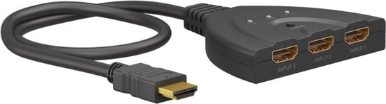 Goobay Manuell HDMI™-omkopplare 3 till 1 (4K @ 30 Hz) för att växla mellan 3x HDMI™-enheter som är anslutna till 1x HDMI™-skärm