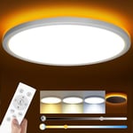 slochi Plafonnier LED Dimmable, 36W 4200LM Plafonnier Led avec Télécommande, 1800K Veilleuse de Couleur Chaude, 3000K-6500K Plafonnier Rond Ultra Fin pour Salon, Chambres d'enfants Ø40CM-Blanc