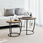 [en.casa] - Set de 2 tables basses Neqi gigognes rondes noir effet bois