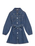 Mango Denim Shirt Dress Blå