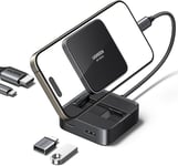 Docking Station USB C de Téléphone 4 en 1 Hub USB C avec HDMI 4K 60Hz Multi USB 5Gbps PD 100W Port Support de Bureau Magnétique Pliable Téléphone Compatible avec iPhone 16 Plus Pro Max 15.[S379]