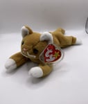 Ty Beanie Baby Nip The Brown And White Cat With Tsg In Plastic Protector - Rare