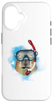 Coque pour iPhone 16 Wild animal Rodents Scuba diving mask and with tube Capybara