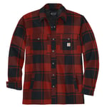 Carhartt Mens Flannel Sherpa Lined Shirt Jacket - Red - Size Small