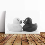 Big Box Art Canvas Print Wall Art Rubber Ducks Opposites Attract | Mounted and Stretched Box Frame Picture | Home Decor for Kitchen, Living Room, Bedroom, Hallway, Multi-Colour, 24x16 Inch