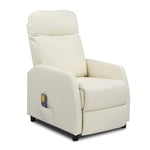 TactFire Fauteuil de Massage et Relaxation Inclinable Fauteuil Relax avec Fonction de Couchage Fauteuil TV Électrique pour Chambre, Salon et Home cinéma(PU, Blanc Crème)