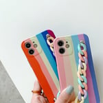 Uusi Iphone 11 Pro Rainbow Iskunkestävä suojakotelo Rainbow Rannekorulla (b)