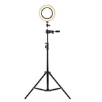 AJH 6" Selfie Ring Light with Tripod Stand & Phone Holder for Live Stream/Makeup, Dimmable Led Camera Beauty Ringlight, Three Colors Adjustable