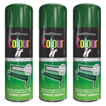 3X Forest Green Gloss Spray Paint Aerosol Auto Car Lacquer Wood Metal 400ml