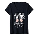 Womens Life with Twins the ultimate Tag Team Twin Mom V-Neck T-Shirt