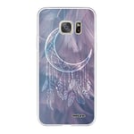 Evetane - Coque Silicone Compatible Samsung Galaxy S7 - Protection Souple, Ultra Résistante - Fine et Transparente - Coque Arrière - Lune Attrape Rêve