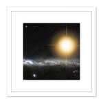 Space Stars HD820 HD716 Illustration 8X8 Inch Square Wooden Framed Wall Art Print Picture with Mount