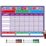 TMS Reward Chart for Children | Magnetic Star Chart for Recognising and Inspiring Good Behaviour in Toddlers and Kids, Boys and Girls | Comes with 4 Magnetic Coloured Dry Wipe Pens (Purple)