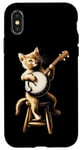 Coque pour iPhone X/XS Orange Cat Tabby Joueur de banjo Bluegrass