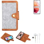 Felt Case + earphones for Samsung Galaxy S21 5G SD888 Cover light grey