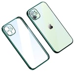 FHZXHY Compatible with iPhone 12 Mini Case with Camera Lens Protector Slim Clear Electroplating Frame Matte Shockproof Phone Case for iPhone 12 Mini 5g 5.4 inch 2020-Green