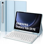 Coque Clavier Pour Samsung Tab S9 Fe 10.9"",Clavier Galaxy Tab Fe 10.9"" 2023,Azerty Français Clavier Magnétique Détachable Bluetooth Pour Samsung Tab S9 Fe 10.9"" 2023,Bleu Ciel(Q493)