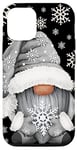 Coque pour iPhone 12/12 Pro Cool Grey Goth Gnome With Cute Snowflake Pattern For Winter