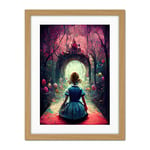 Doppelganger33 LTD Alice In Wonderland Through Looking Glass Enchanted Pink Forest Artwork Framed Wall Art Print 18X24 Inch