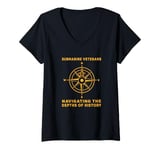 Womens Navigating The Depths Of History American Submarine Veterans V-Neck T-Shirt