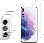 4 Pièces Protection Écran Compatible Avec Samsung Galaxy S21 Plus 5g 6.7"", 2 Pièces Protecteur D'écran Et 2 Pièces Caméra Arrière Protecteur Tpu Film Protection Écran Samsung Galaxy S21+