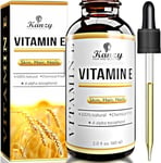 Kanzy Vitamin E Oil for Face & Skin 100% Naturally Sourced Plant-Based Organic Pure Vitamin E Oil for Hair d-Alpha-tocopherol Body Oil for Women & Men, Strengthens & Moisturizes Nails 60ml Body Oil