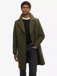 Superdry Merchant Wool Long Coat, Olive Night Green