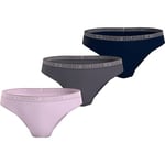 Tommy Hilfiger Women Pack of 3 Bikini Briefs Stretch Cotton, Multicolor (Pearly Pink/Dark Ash/Des Sky), XS