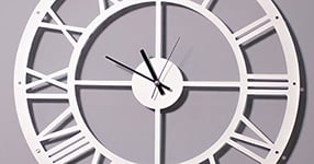Homemania Horloge de Wall - Murale, Étagère à Livres - avec Étagères - Blanc en Métal, 50 X 0,16 X 50cm