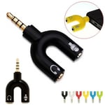 3.5mm Stereo Splitter Audio To Mic & Headset Jack Plug Adapter F White