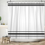 SDOTPMT 180x213cm Rideau de Douche Noir et Blanc Moderne Classique Noir rayé Rideau de Douche Rustique Ferme Minimaliste Salle de Bains Rideau de Douche Crochet décoration