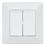 LEGRAND, Valena Life 752108 Interrupteur va-et-vient double avec plaque de recouvrement et cadre de support Blanc 10 AX 250 V