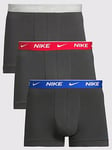 Nike 3pk Trunk Boxers- Grey/multi Waistband, Grey, Size M, Men