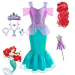 Ariel Klänning Cosplay Kostymer Halloween Den Lilla Sjöjungfrun Prinsesskjol Ariel Halsband Örhängen Krona Ig Magisk Stav Tillbehör Kit Endast Tillbehör