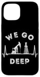 Coque pour iPhone 15 We Go Deep Oil Rig Heartbeat EKG Pulse Oilfield Man