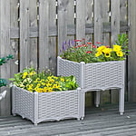 OutSunny Planter Box 845-290V01GY 845-290V01GY Grey 4 (W) x 4 (D) x 4.4 (H) cm