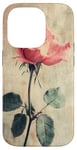 Coque pour iPhone 14 Pro Rose grunge douce subtile florale vintage