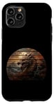 Coque pour iPhone 11 Pro Rétro coucher de soleil doré dragon asiatique, lune, montagnes, anime art
