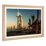 Big Box Art Framed Print of Burj al Arab Dubai Design | Wall Art Picture | Home Decor for Kitchen, Living, Dining Room, Lounge, Bedroom, Hallway, Office, Oak, A2 / 24.5x18 Inch / 62x45cm