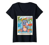 Womens Cute Baby Pgymy Hippo Tarot Cards Fun The Water Park Manager V-Neck T-Shirt