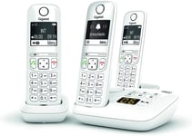 AS690A Trio - Téléphone fixe sans fil avec répondeur, 3 combinés avec grand écran rétroéclairé pour un affichage ultra lisible, fonction blocage d'appels - Blanc [Version Française]